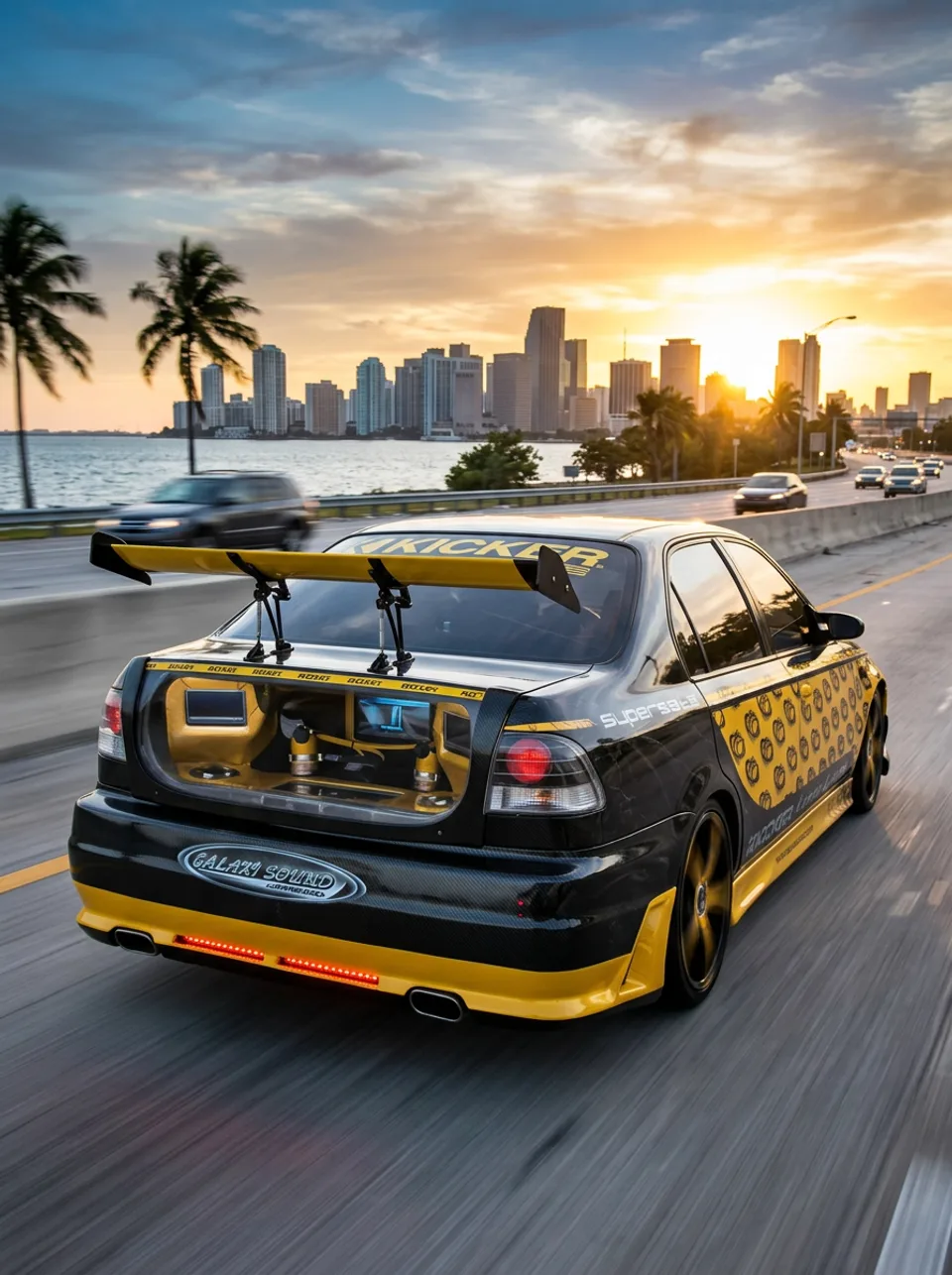 Custom car build at Galaxi Sound — custom car shop Kendall Miami since 1994